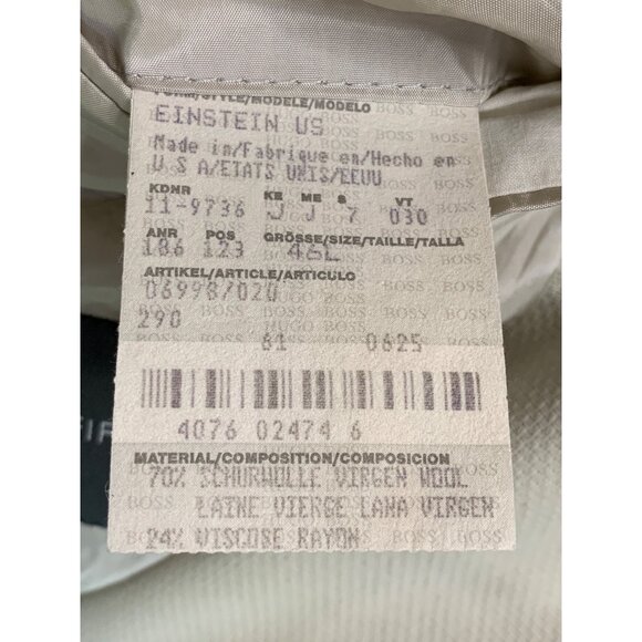 VTG Hugo Boss Saks Size 46L Wool 3-Button Single Breast Sport Coat USA 7533 Men - Picture 3 of 14